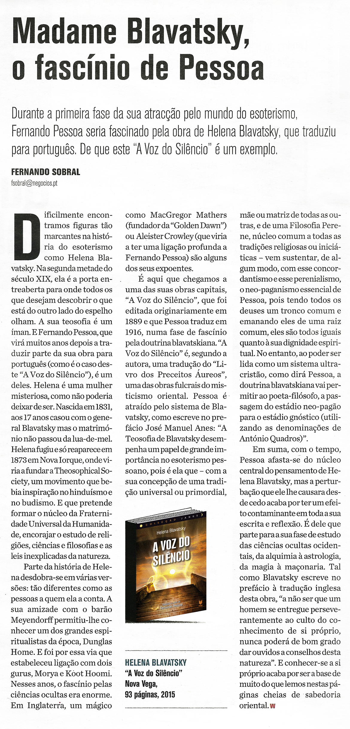 A Voz do Silêncio - Jornal de Negócios (01-05-2015)